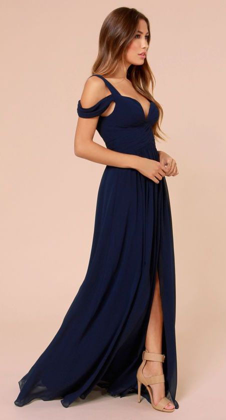 Bariano Ocean of Elegance Navy Blue Maxi Dress | Ball dresses .