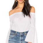 J.O.A. Off The Shoulder Bell Sleeve Top in White | REVOL