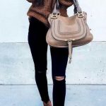 Off shoulder knit sweater with black jeans - fall outfits | Winter .
