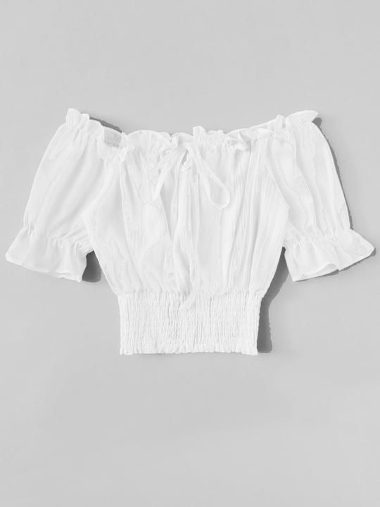 Smocked waist puff sleeve peasant top in 2020 | Spring outfits .