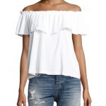 Current/Elliott The Ruffle Off-the-Shoulder Top, Whi