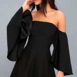 Chic Black Dress - Skater Dress - Statement Sleeve Dre