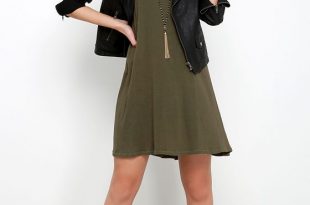 Playful Demeanor Olive Green Swing Dress | Olive clothing, Green .
