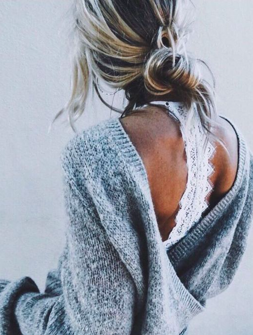 open back sweaters + lace bralettes | 2017 shopping ideas .