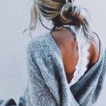 open back sweater and lace bralette | Fashion, Style, Cute outfi
