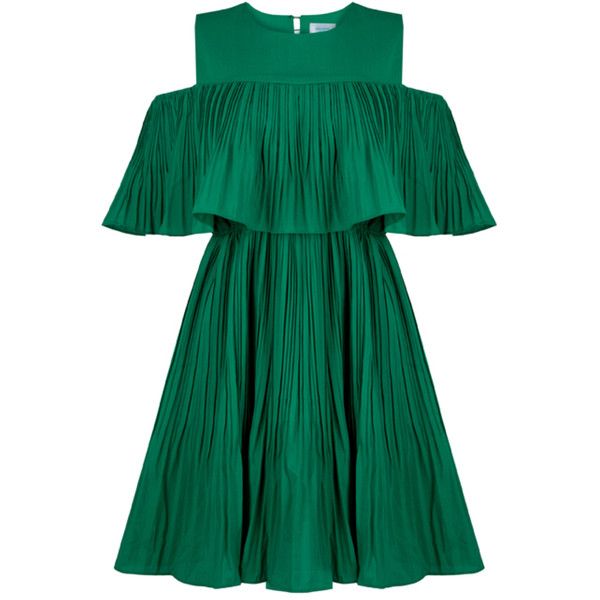 Vera Green Cold Shoulder Dress ($84) ❤ liked on Polyvore .
