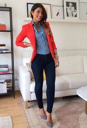 Image result for orange blazer outfit | Cute work outfits, Simple .