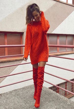 How to wear orange boots | Orange boots, Orange boots outfit ideas .