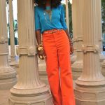 Orange + turquoise.- I love her!!! Think Im gonna try orange pants .