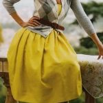 cardigan and yellow dress- love the idea of a dress with a belted .