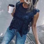 black lace top (With images) | Fashion, Navy lace top, Cloth