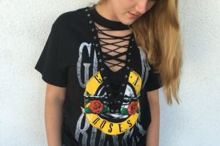 LF inspired Top Lace Up Vintage Black Guns N Roses by threadthugs .