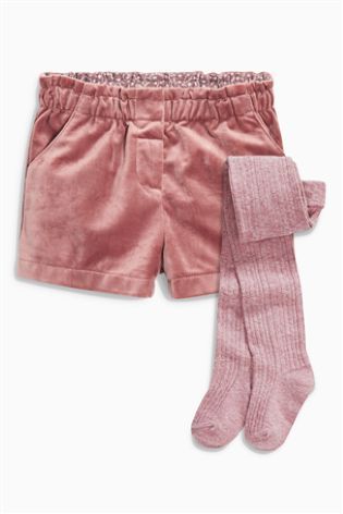 Pink Velvet Shorts And Tights Set (3mths-6yrs) | Pink velvet .
