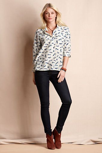 Women's Birds & Bees Popover Shirt from Lands' End Canvas .