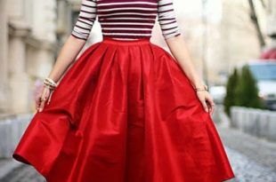 15 Best Outfit Ideas on How to Wear Red Flare Skirt - FMag.c