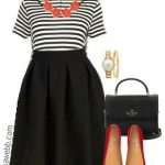 Flare skirt, striped T, red accesories | Fashion, Plus size .