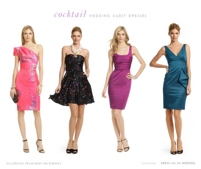 Ideas for cocktail dresses to wear to a wedding! Love the teal one .