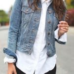 White collared shirt and denim jacket | How to wear denim jacket .