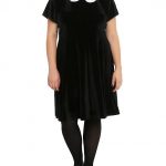 Black Velvet White Collar Dress Plus Size | White collar dress .