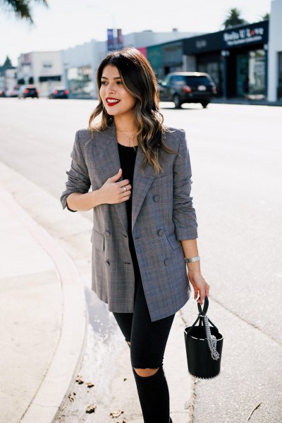 How to Wear Plaid Blazer: 15 Stylish Outfit Ideas for Women - FMag.c