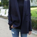 Denim ripped jeans and oversized blazer - love it. (With images .