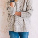 Oversized Chunky Knit Sweater + Denim Jeans - Women's Fashion .