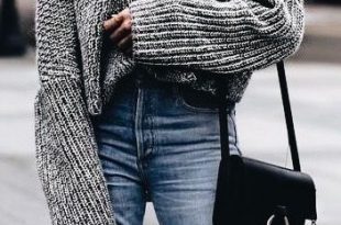 Gray oversized knit sweater with blue jeans. | Fashion, Clothes .