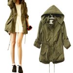 Fashion Women's Trench Hooded Coat Jacket Casual Warm Army Green .