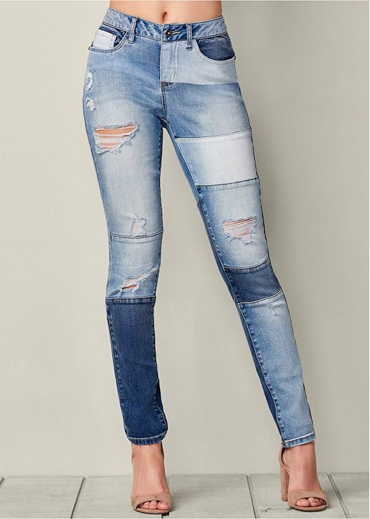 Venus Women's Distressed Patchwork Jeans | Patchwork jeans .
