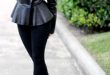 How to Style Peplum Leather Jacket: 15 Cool Outfits of Women .