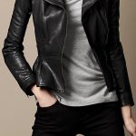Leather Peplum Biker Jacket | Burberry | Leather peplum, Fashion .
