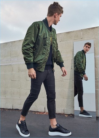 How to Wear a Dark Green Bomber Jacket For Men (150 looks .