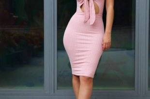 Spikes And Sequins Pink Bodycon Dress Outfit Idea | Body con dress .