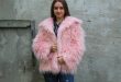 Oversized Pink faux fur coat Mongolian Lamb faux fur coat | Et