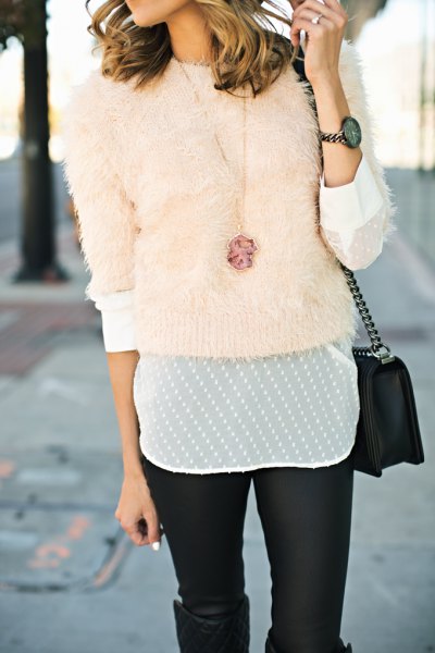 How to Style Pink Fuzzy Sweater: 15 Cozy Outfit Ideas for Ladies .
