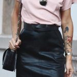 Pink t-shirt >> Leather skirt >> | X Style X | Fashion, Skirt .