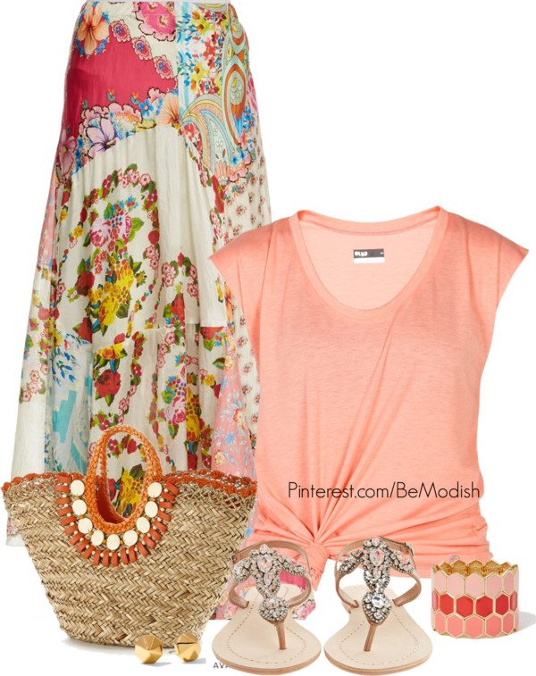 35 Pretty Maxi Skirt Outfits Polyvore Combinations This Summer .