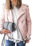 cute pink leather moto jacket although pleather would be better .