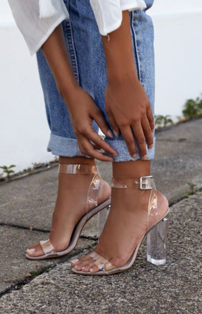New Clear Heels - The latest style Gemma | Block heels styled with .