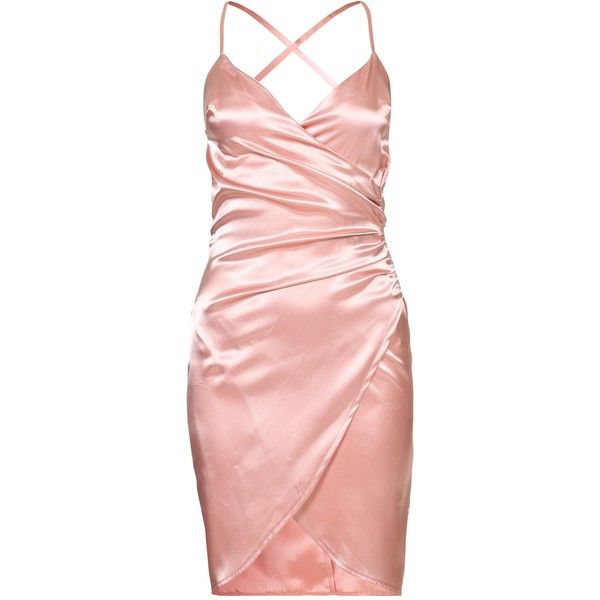 Nly One Wrap Satin Dress ($46) ❤ liked on Polyvore featuring .