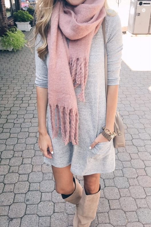 pink-scarf-fall-outfit-idea - Pinteresting Pla