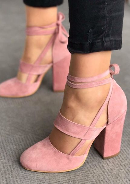 shoes high heels pink straps ballet trendy suede elvia pudra heels .