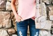 Summer #Outfits / Pink T Shirt + Ripped Jeans | Basic summer .
