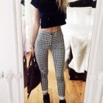 Gemma Monochrome Gingham High Rise Skinny Jeans at boohoo.com .