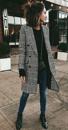 Plaid Wool Coat Outfit Ideas
  for Women