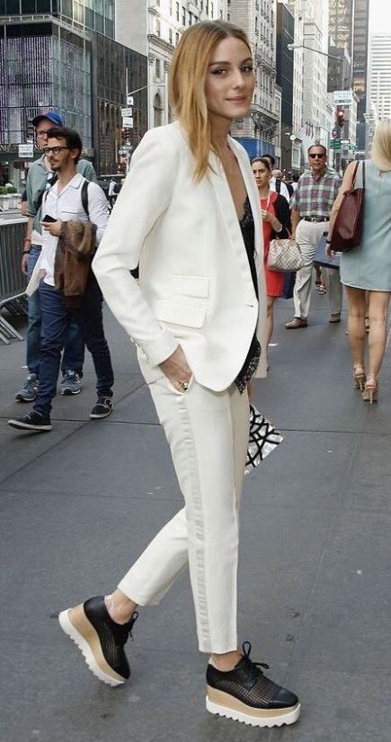 Incredible Office Outfit Idea Platform Loafers Plus White Suit .