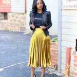 Leather and Silk | Metallic skirt outf