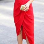 Red Silk Plunge Drape Dress - With Love From Kat | Draped midi .