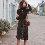 Black Turtleneck + Polka-Dot Midi Skirt // Women's Fashion, Outfit .