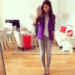 What should I wear with a purple blazer? I thought of wearing a .